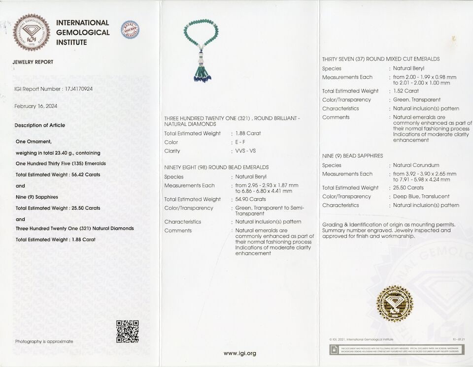 EMERALD, SAPPHIRE AND DIAMOND PRAYER BEADS (TASBIH) - 3