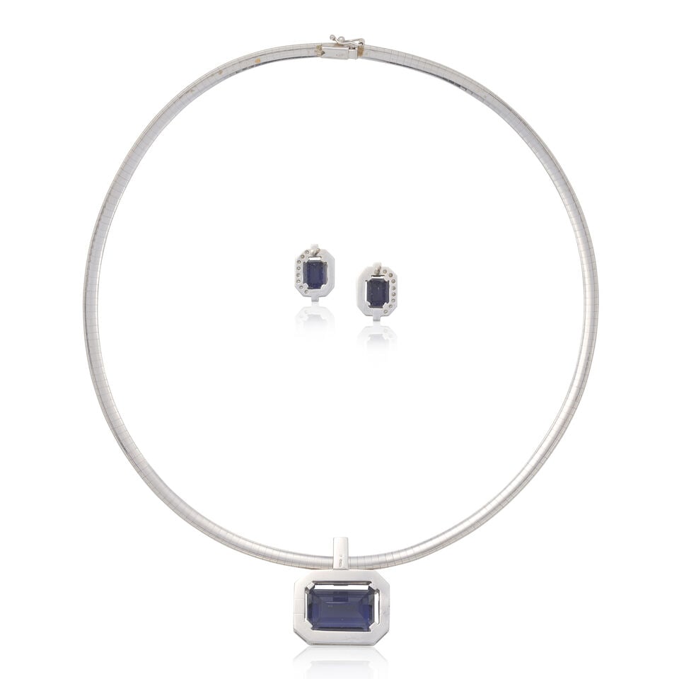 NICHOLAS WYLDE: IOLITE AND DIAMOND NECKLACE AND EARRING SUITE - 2