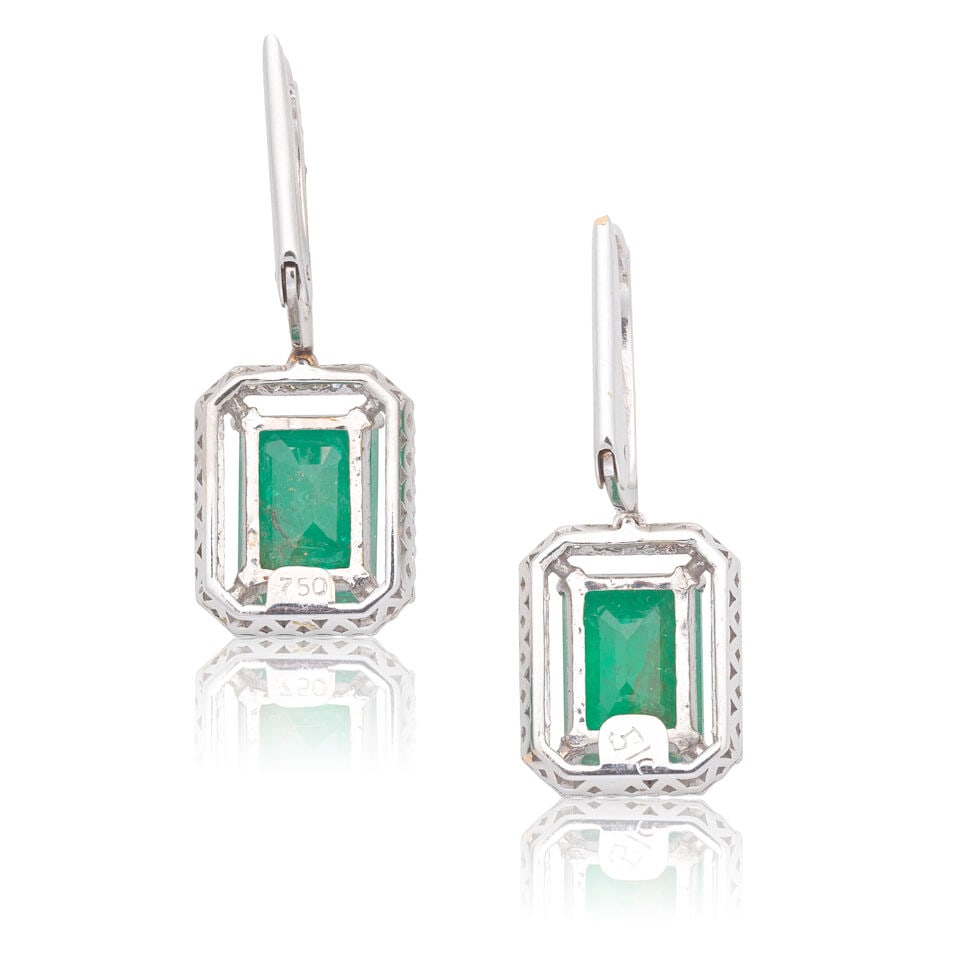 EMERALD AND DIAMOND EARRINGS - 2