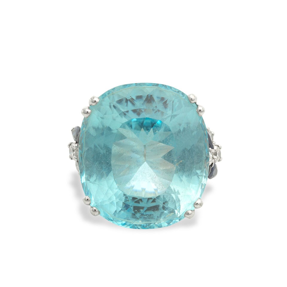 TOPAZ, SAPPHIRE AND DIAMOND RING - 4