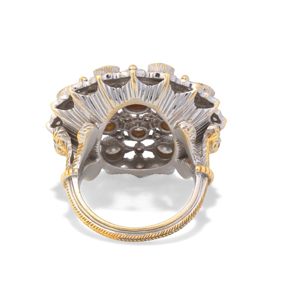 COLOURED DIAMOND AND DIAMOND DRESS RING - 2