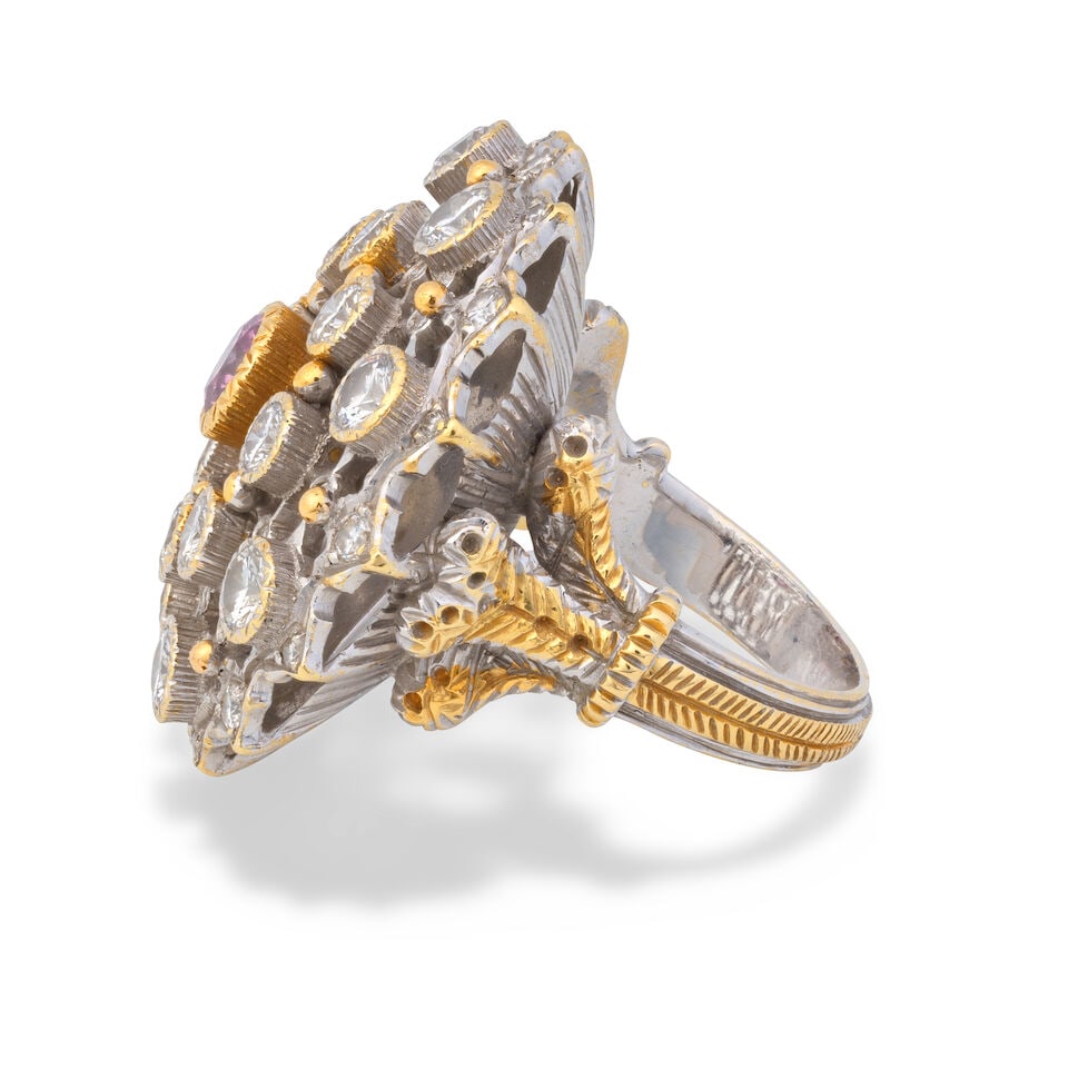 COLOURED DIAMOND AND DIAMOND DRESS RING - 3