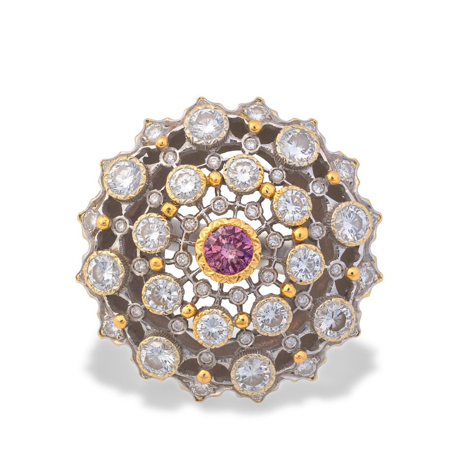 COLOURED DIAMOND AND DIAMOND DRESS RING - 4