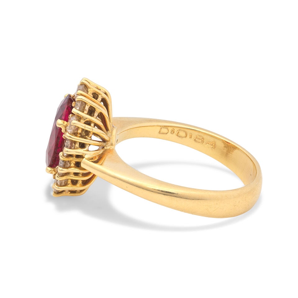 PINK TOURMALINE AND DIAMOND CLUSTER RING - 3