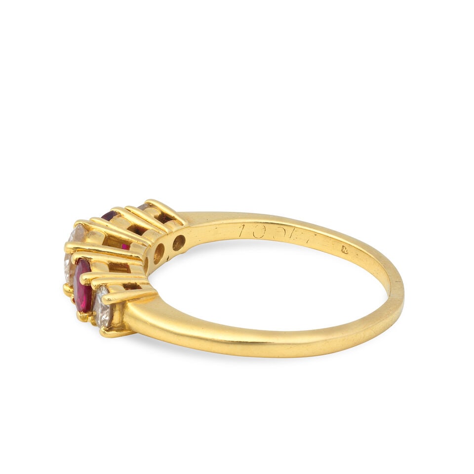 RUBY AND DIAMOND FIVE-STONE RING (1 of 3)