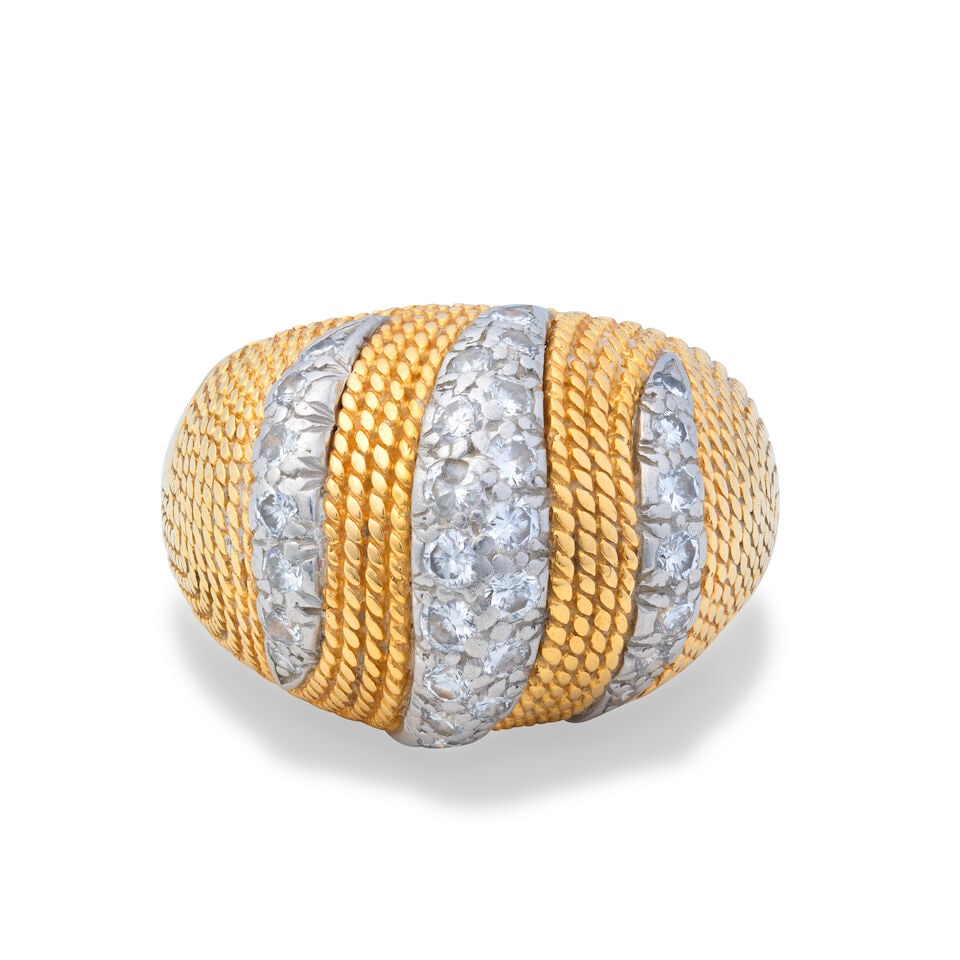 DIAMOND-SET BOMBÉ RING - 4