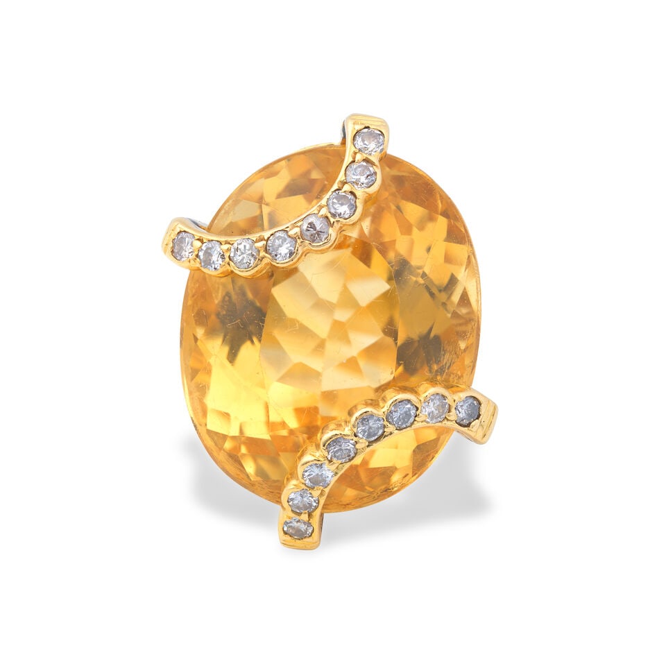 CITRINE AND DIAMOND RING, 1979 - 4