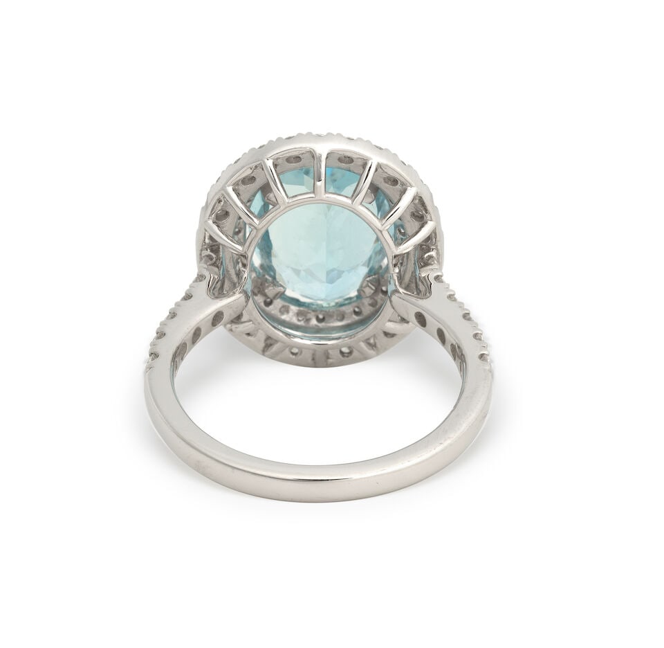 AQUAMARINE AND DIAMOND RING - 2