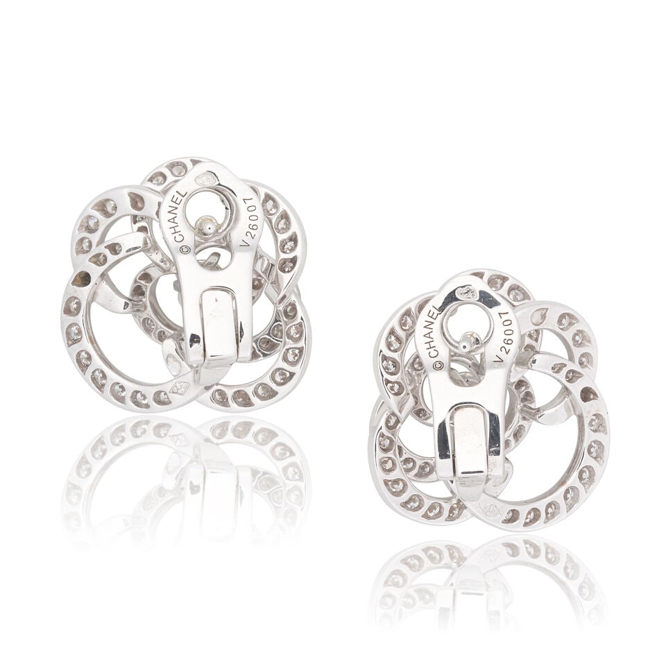 CHANEL: DIAMOND 'FILS DE CAMELIA' EARRINGS - 2