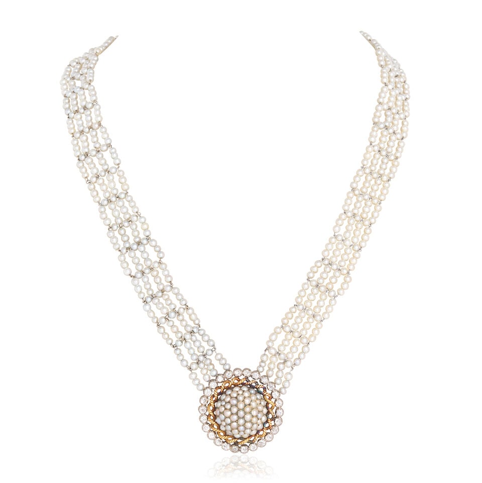 SEED PEARL AND DIAMOND NECKLACE (1 of 2)