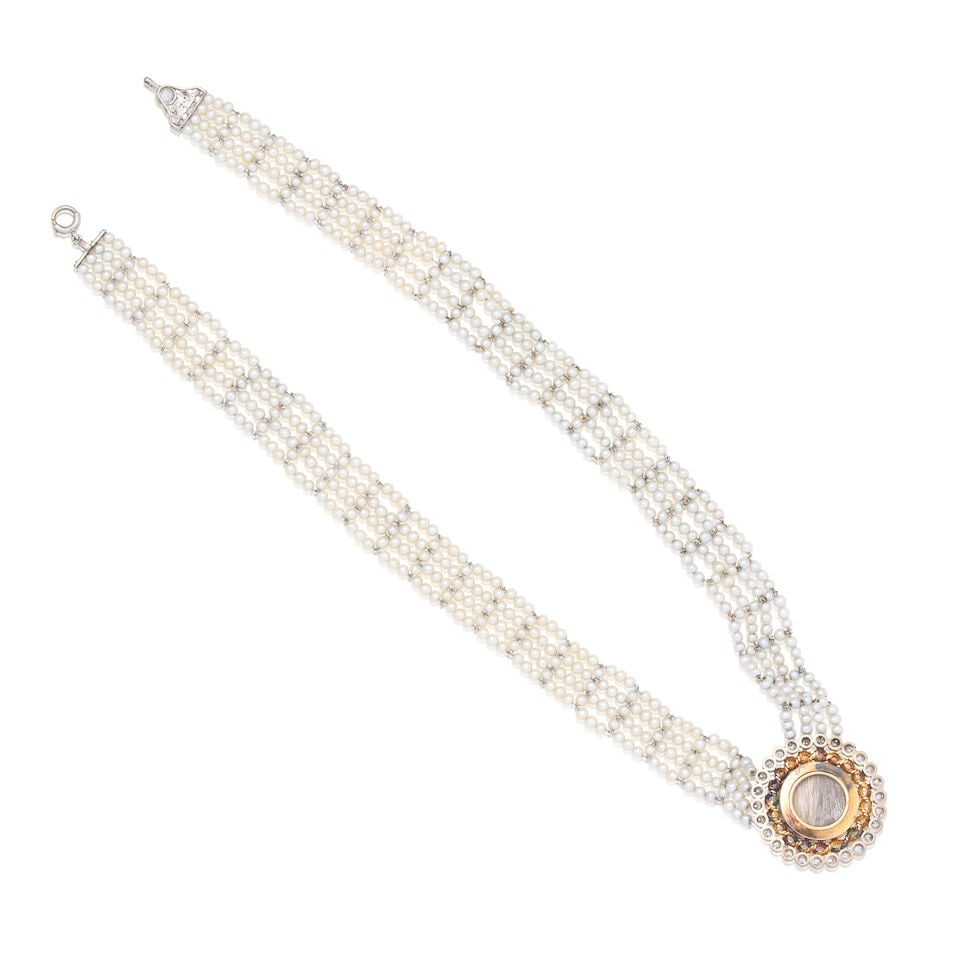 SEED PEARL AND DIAMOND NECKLACE - 2