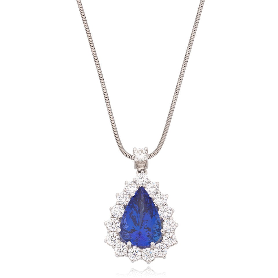TANZANITE AND DIAMOND PENDANT/NECKLACE (1 of 2)