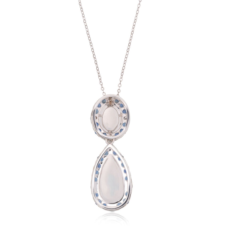 MOONSTONE, SAPPHIRE AND DIAMOND PENDANT NECKLACE - 2