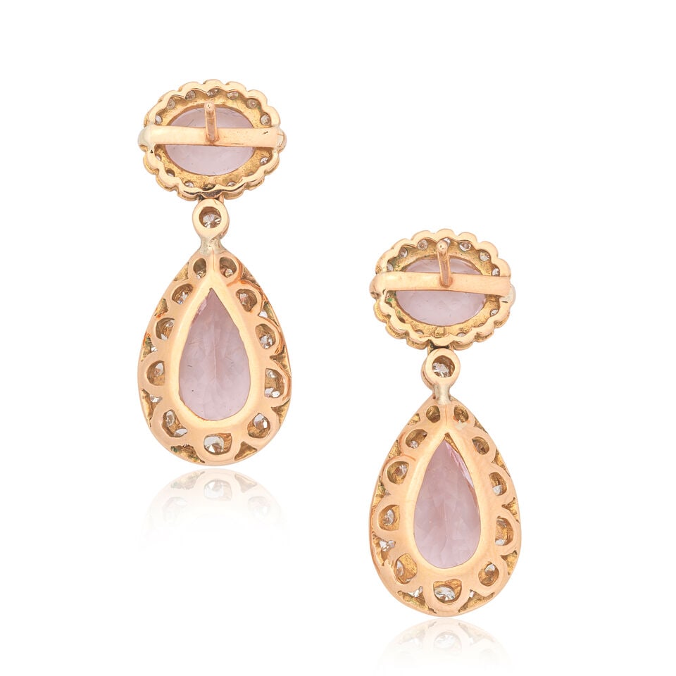 MORGANITE AND DIAMOND PENDENT EARRINGS - 2