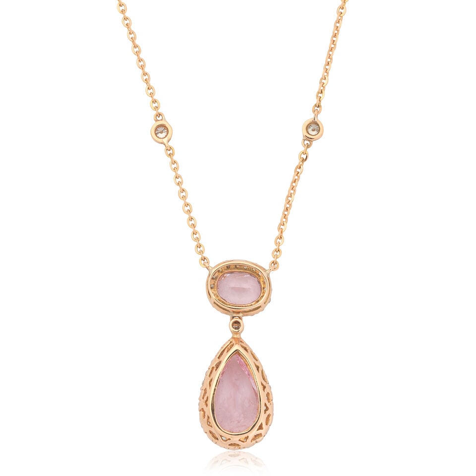 MORGANITE AND DIAMOND PENDANT NECKLACE - 2