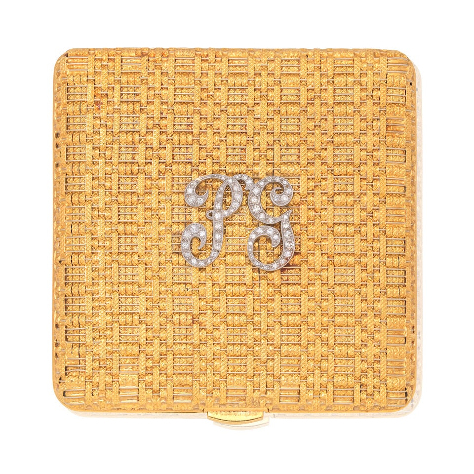 DIAMOND-SET COMPACT: DIAMOND-SET COMPACT Single-cut diamonds approx. 0.30ct total Length 7.3cm Weight approx. 118.5g Footnotes: Jewellery from a Private American Collection This piece comes from a distinctive collection