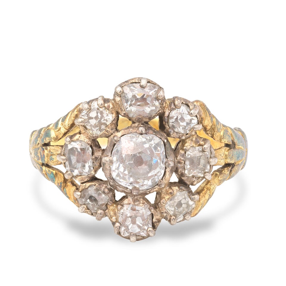 DIAMOND RING, 19TH CENTURY: DIAMOND RING, 19TH CENTURY Old cushion-shaped diamonds approx. 1.20cts total Ring size approx. L½ Weight approx. 3.0g Footnotes: OVERALL CONDITION Significant surface wear to gold (unhallmarked,