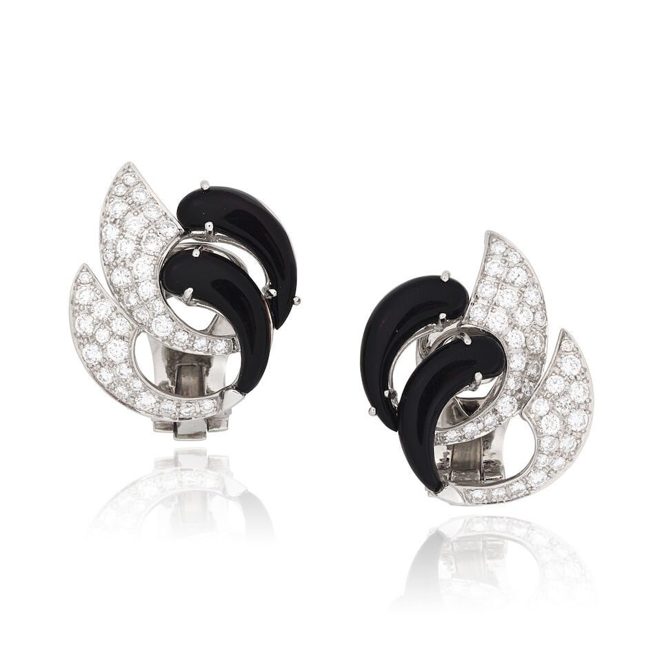 ONYX AND DIAMOND EARRINGS (1 of 2)