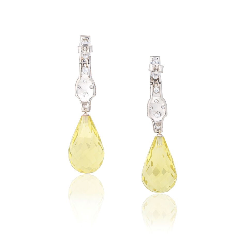 QUARTZ AND DIAMOND EARRINGS - 2