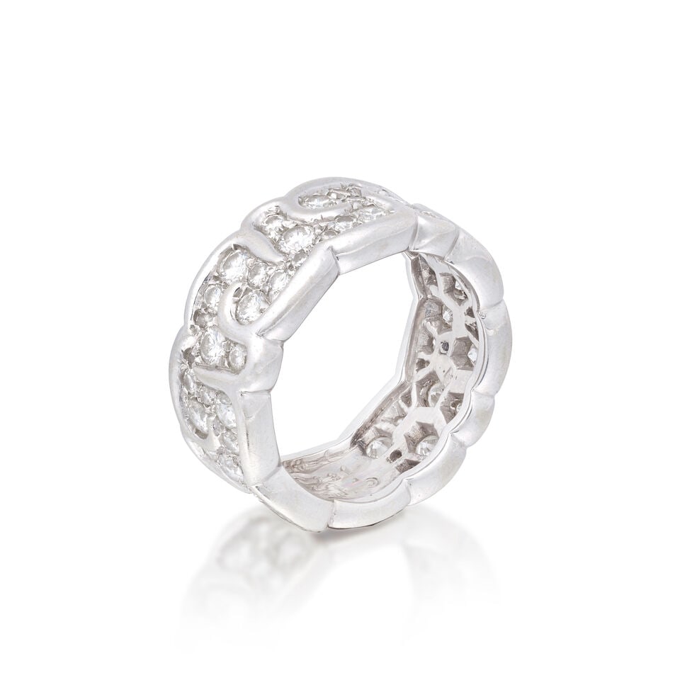 MARINA B: DIAMOND-SET 'ONDA' RING: MARINA B: DIAMOND-SET 'ONDA' RING Brilliant-cut diamonds approx. 1.55cts total Signed Marina B (rubbed), maker's mark, numbered C231 Ring size approx. L½ (leading edge) Weight approx.