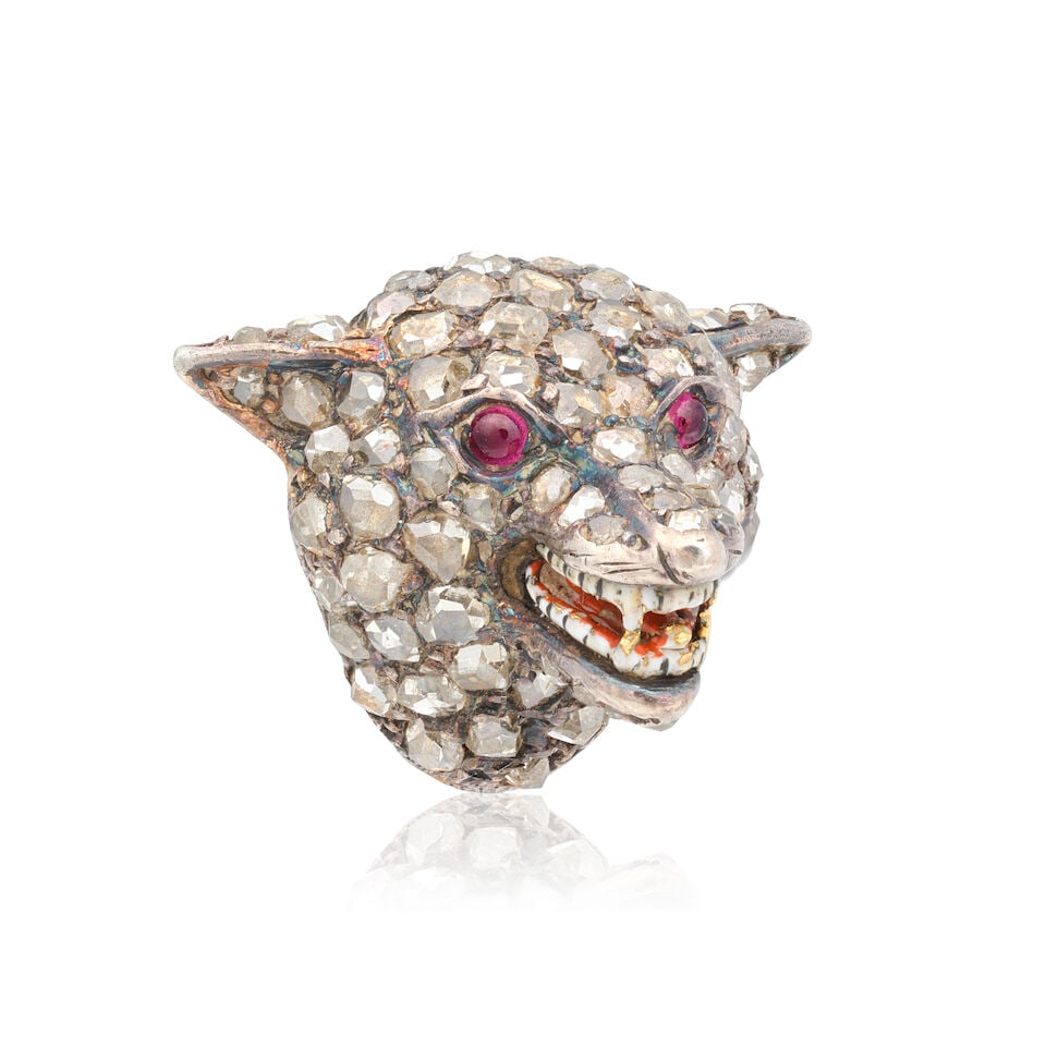 GEM-SET FOX STICKPIN, MID-19TH CENTURY - 2