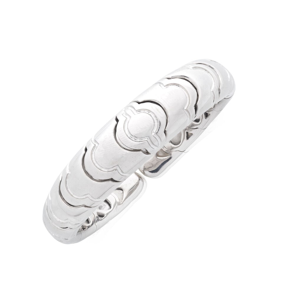 MARINA B: BANGLE: MARINA B: BANGLE Of sprung design Signed Marina B, maker's mark MB Inner circumference approx. 13.0cm (expandable) Weight approx. 44.0g Maker's pouch Footnotes: OVERALL CONDITION Very light surface