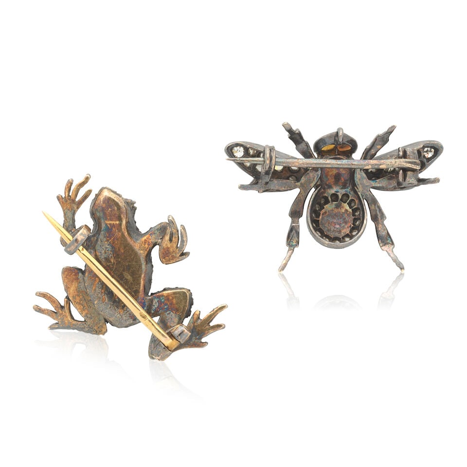 GEM-SET FROG BROOCH AND GEM-SET BEE BROOCH, LATE 19TH CENTURY - 3