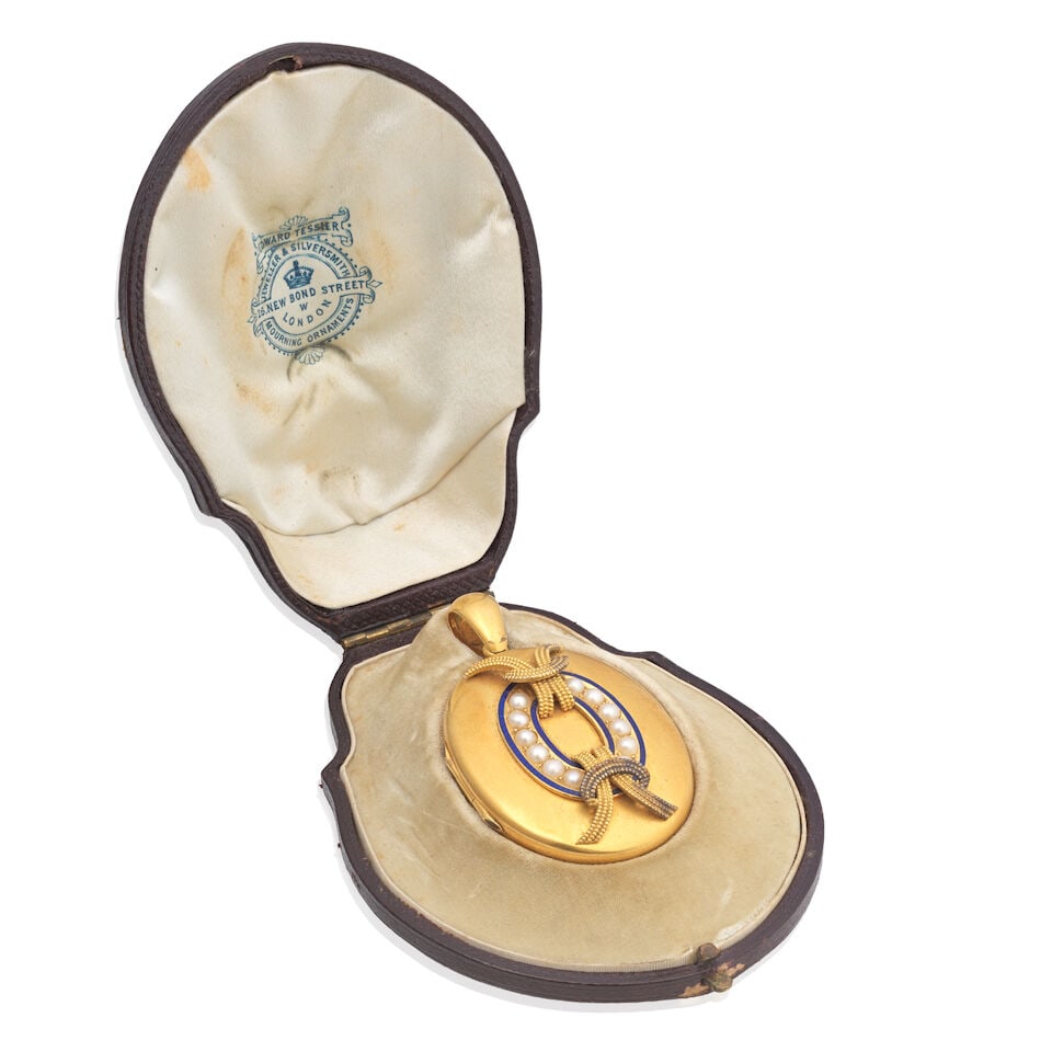 SEED PEARL AND ENAMEL LOCKET, CIRCA 1865 - 2