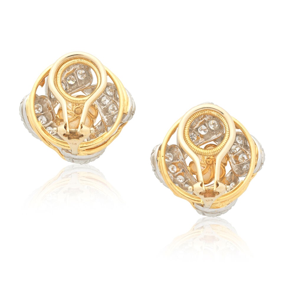 SCHLUMBERGER FOR TIFFANY: DIAMOND AND CULTURED PEARL EARRINGS, 1990 - 2