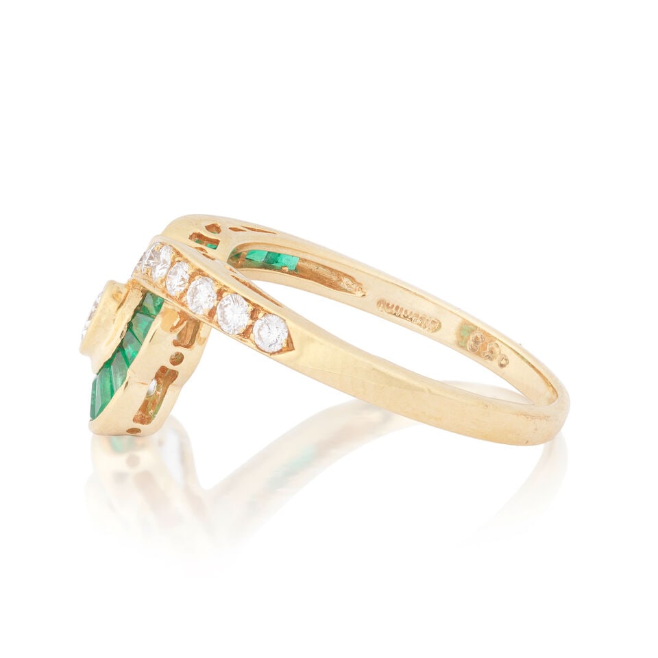 MOUAWAD: DIAMOND AND EMERALD RING - 3