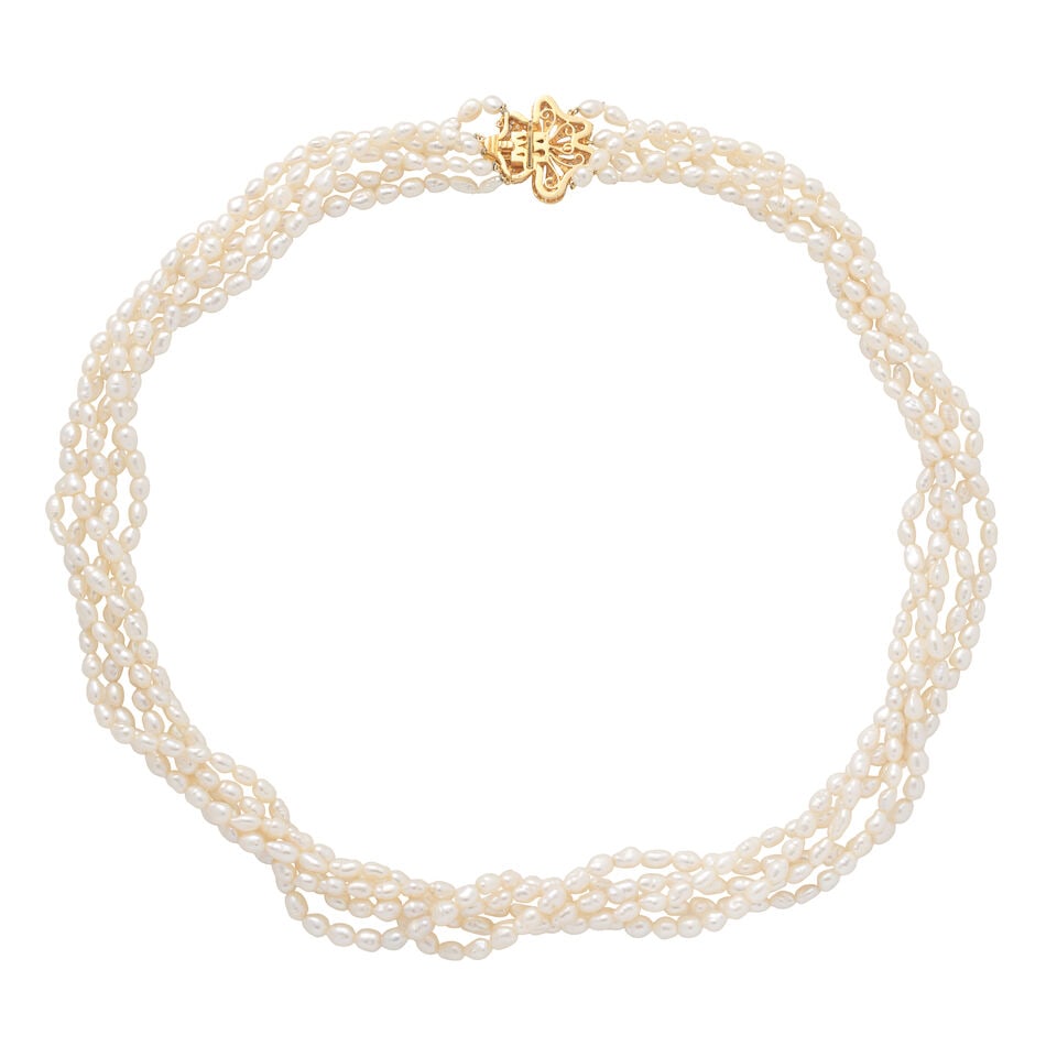 CULTURED PEARL NECKLACE AND DIAMOND-SET CLASP - 2