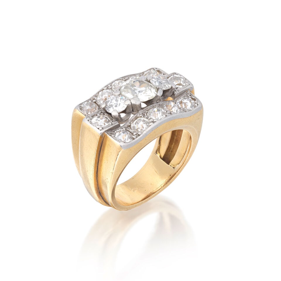 DIAMOND DRESS RING: DIAMOND DRESS RING Old brilliant-cut diamonds approx. 2.35cts total French import marks Ring size approx. L Weight approx. 13.0g Footnotes: OVERALL CONDITION Light surface wear to unhallmarked metal w