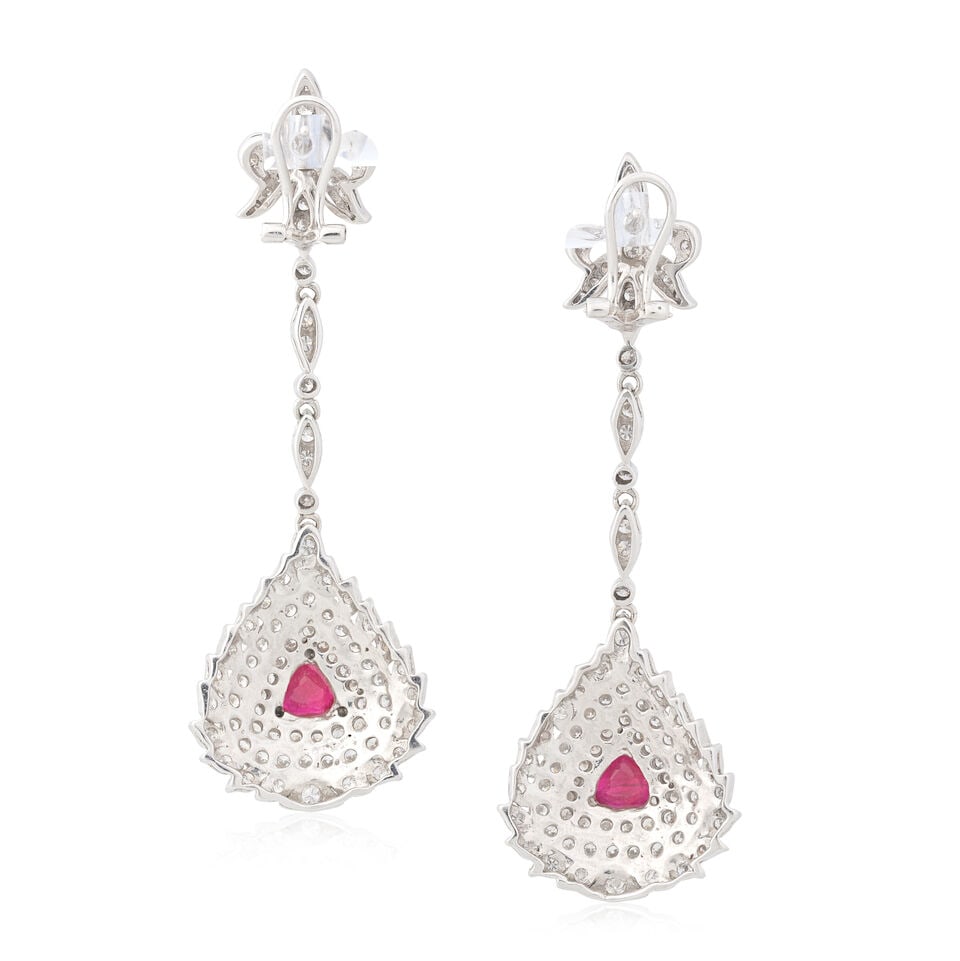 RUBY AND DIAMOND PENDENT EARRINGS - 2
