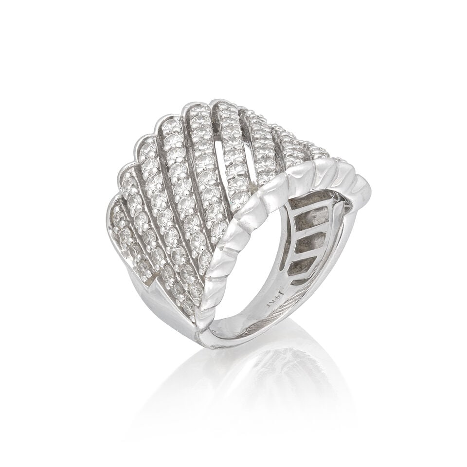 DIAMOND DRESS RING: DIAMOND DRESS RING Brilliant-cut diamonds approx. 1.70cts total Ring size approx. I½ Weight approx. 8.0g Footnotes: OVERALL CONDITION Some surface wear to unhallmarked metal stamped to inner