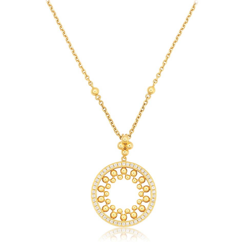 BOODLES: DIAMOND-SET 'CIRCUS' NECKLACE, 2014: BOODLES: DIAMOND-SET 'CIRCUS' NECKLACE, 2014 Brilliant-cut diamonds approx. 0.45ct total 18 carat gold Signed Boodles, numbered 0735N3125, maker's mark B&D, London hallmark Pendant length 3.2cm,