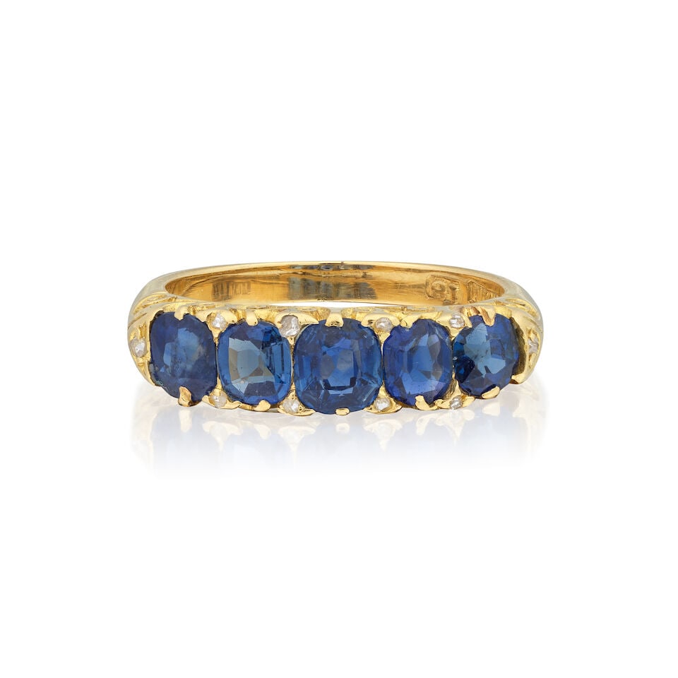 SAPPHIRE FIVE STONE RING, CIRCA 1880 (1 of 4)