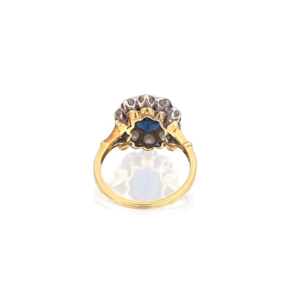 SAPPHIRE AND DIAMOND CLUSTER RING, 1973 - 2