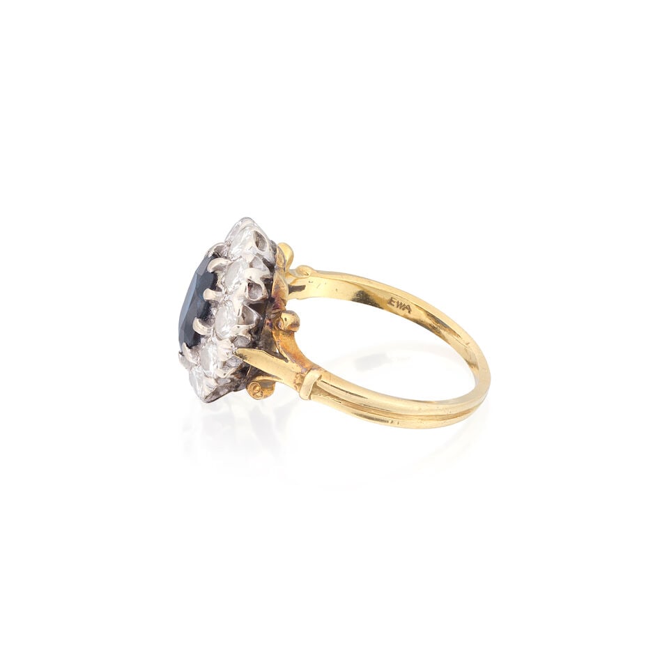 SAPPHIRE AND DIAMOND CLUSTER RING, 1973 - 3
