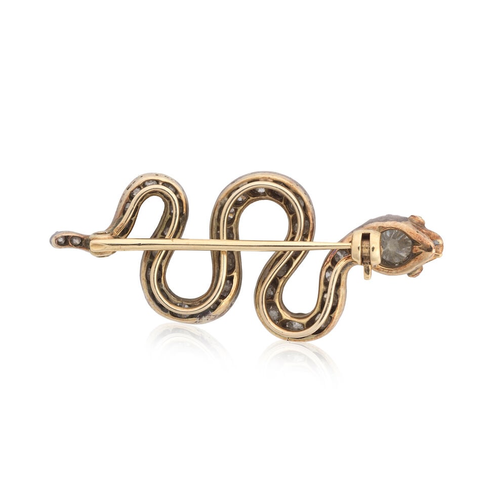 DIAMOND AND RUBY SERPENT BROOCH, CIRCA 1850 - 3