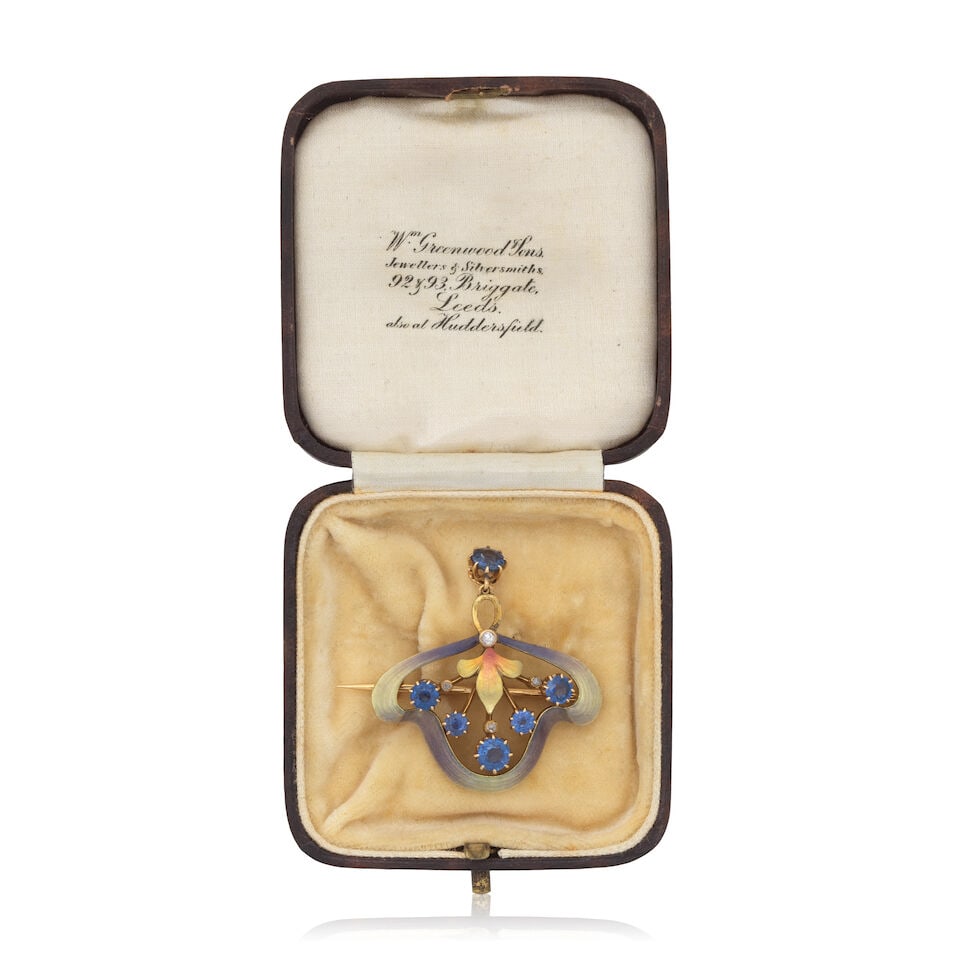 SAPPHIRE AND DIAMOND-SET BROOCH, CIRCA 1900 - 3