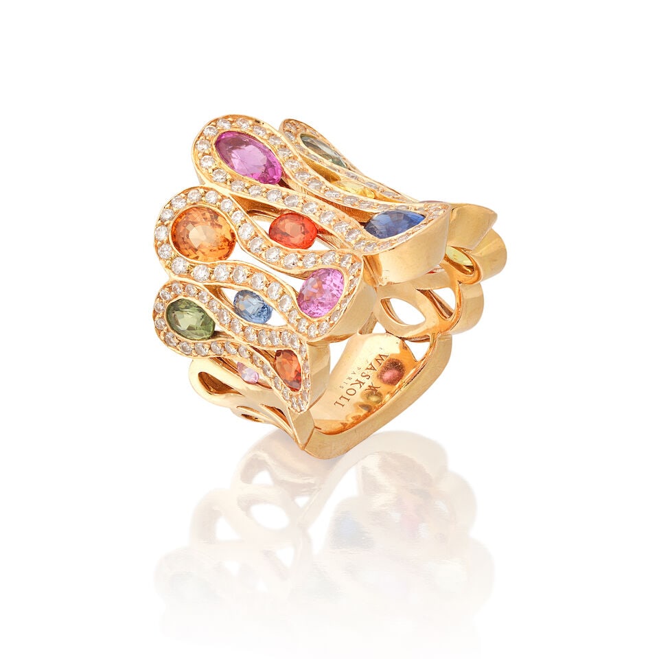WASKOLL: SAPPHIRE AND DIAMOND-SET DRESS RING (1 of 3)