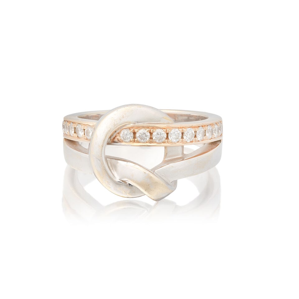 BOODLES: DIAMOND-SET 'KNOT' RING, 2016: BOODLES: DIAMOND-SET 'KNOT' RING, 2016 Brilliant-cut diamonds approx. 0.25ct total 18 carat gold Signed Boodles, numbered 0115170418, maker's mark B&D, London hallmark Ring size approx. L Weight