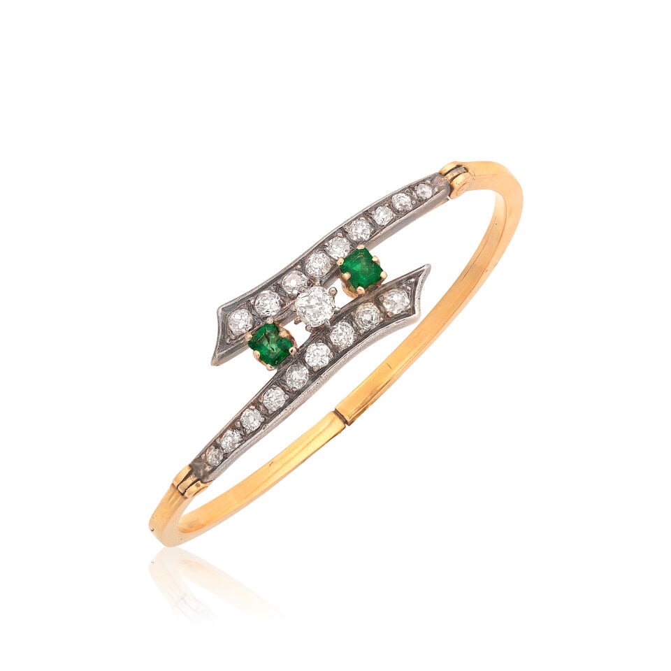 DIAMOND AND EMERALD BANGLE (1 of 2)