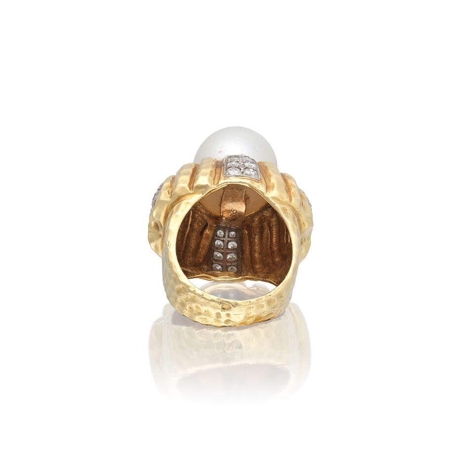CULTURED PEARL AND DIAMOND RING - 2