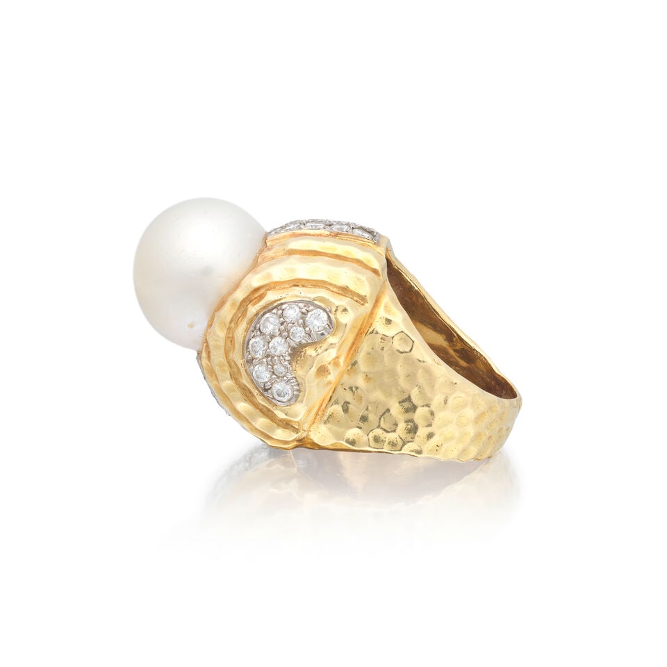 CULTURED PEARL AND DIAMOND RING - 3