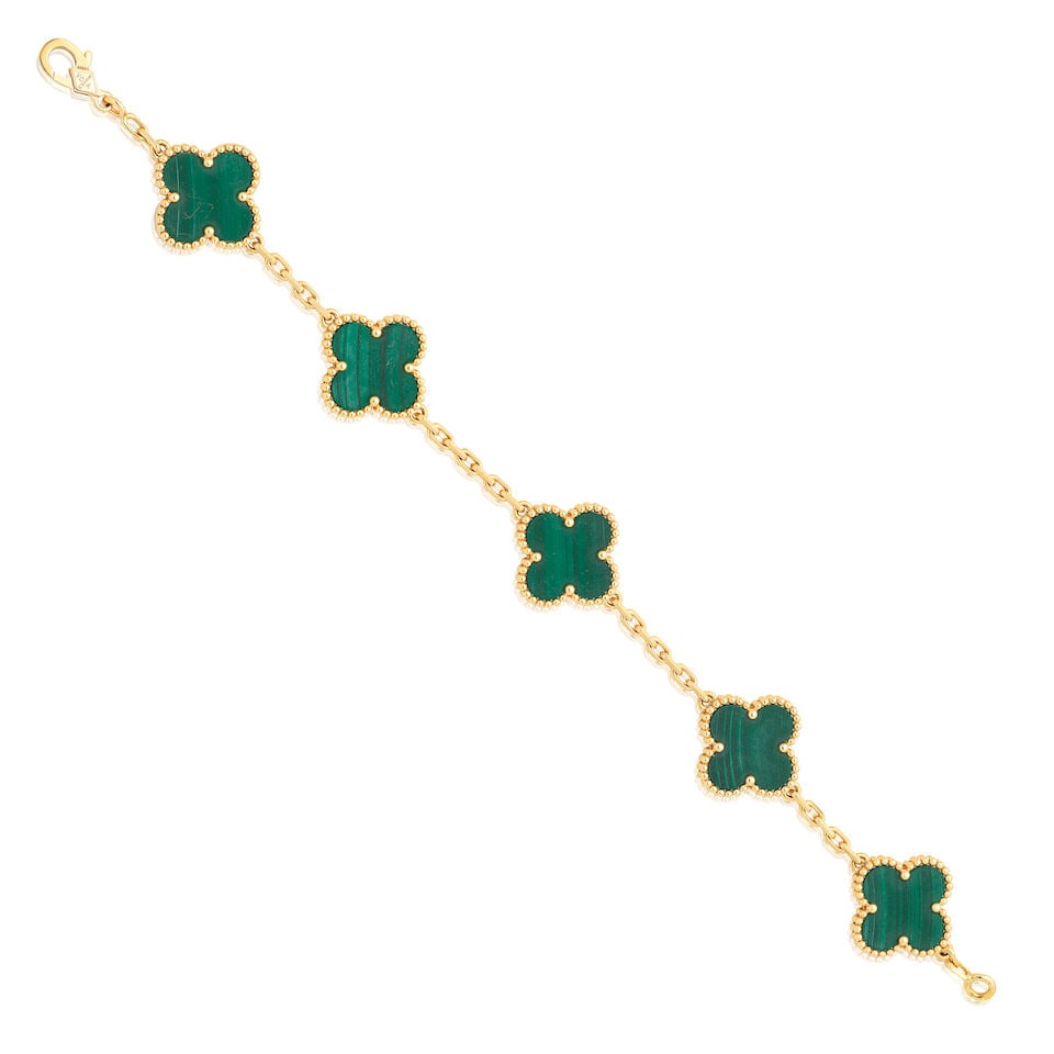 VAN CLEEF & ARPELS: MALACHITE 'ALHAMBRA' BRACELET - 2