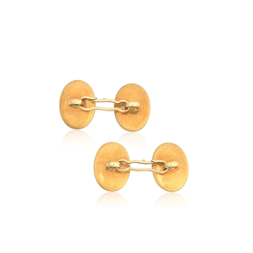 CARVED SHELL AND DIAMOND-SET CUFFLINKS - 2