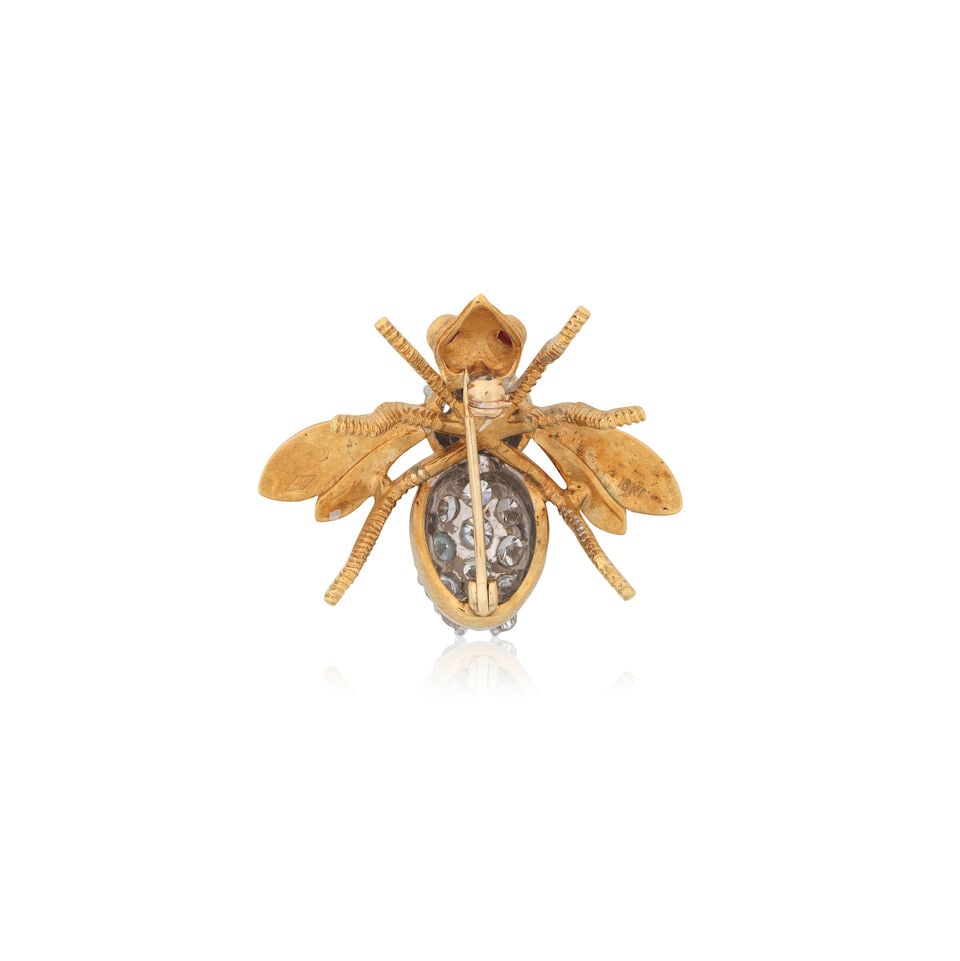 HERBERT ROSENTHAL: DIAMOND AND RUBY-SET BEE BROOCH - 2