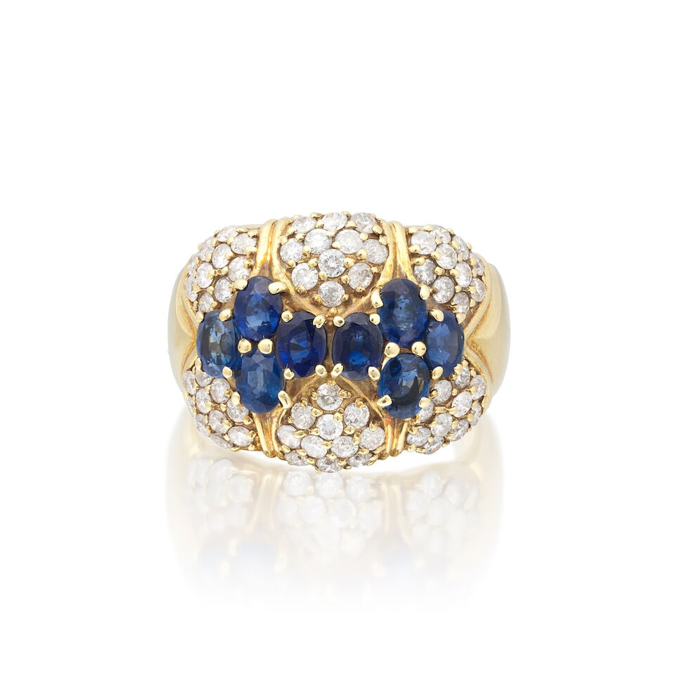 SAPPHIRE AND DIAMOND BOMBÉ RING (1 of 3)