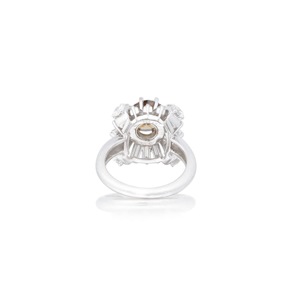 COLOURED DIAMOND AND DIAMOND RING - 2
